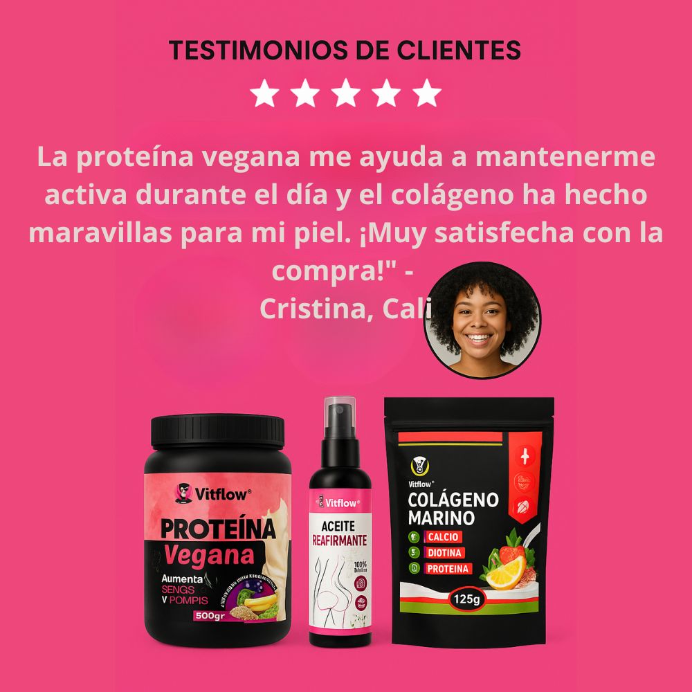 PROTEINA VEGANA +ACEITE REAFIRMANTE+ COLAGENO