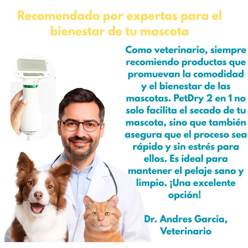 PetDry 2 en 1: Cepilla y Seca en un Solo Paso