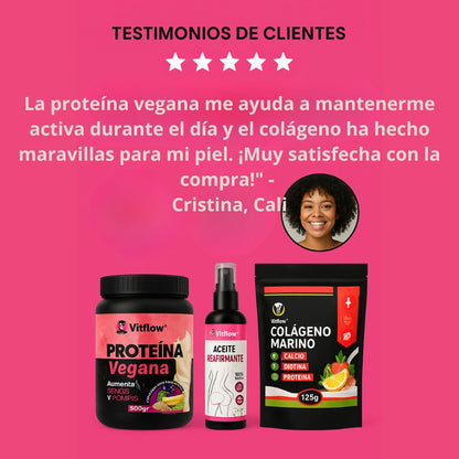 PROTEINA VEGANA +ACEITE REAFIRMANTE+ COLAGENO